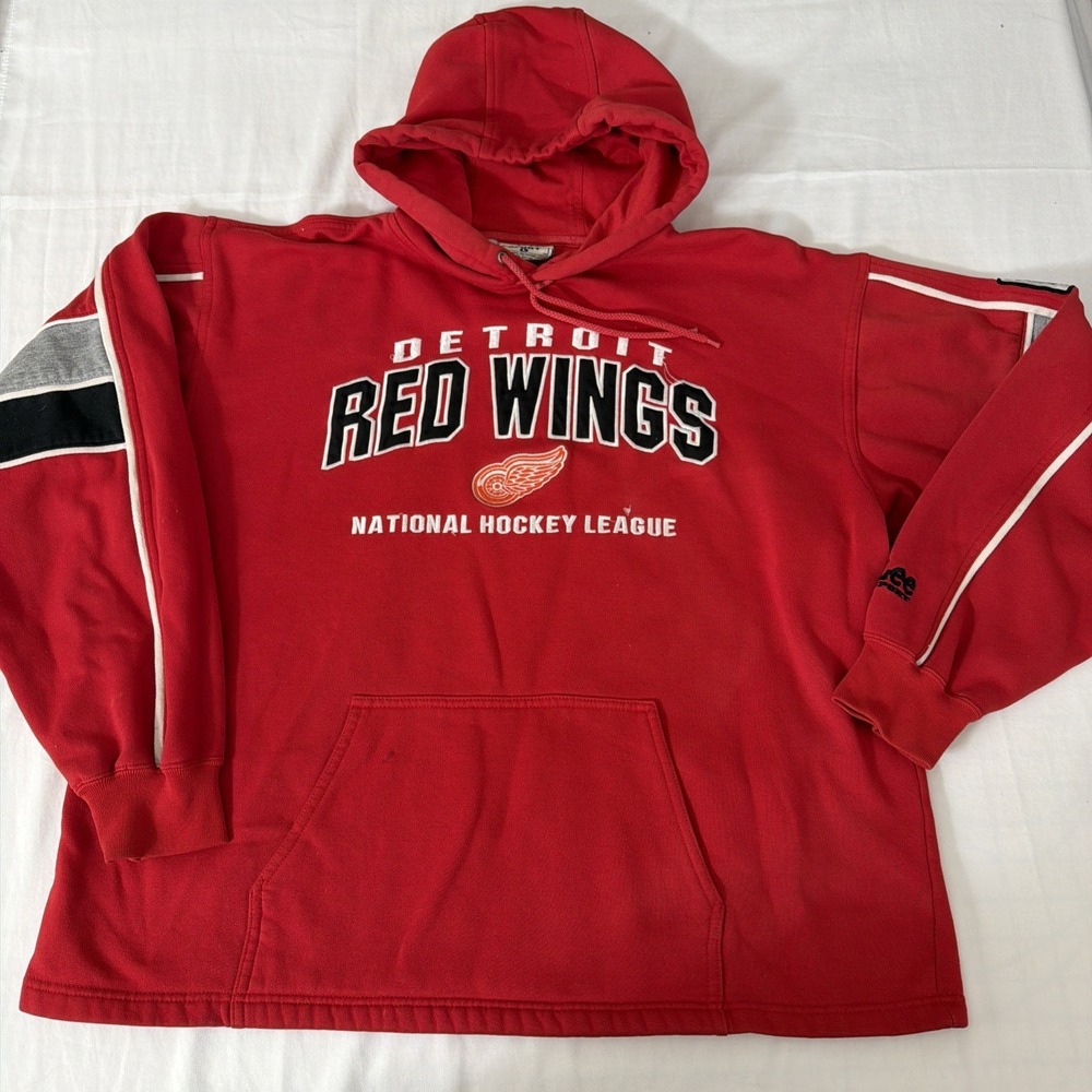 Vintage 90s Lee Sport Detroit Red Wings Hockeytown Red NHL Hockey Hoodie Large
